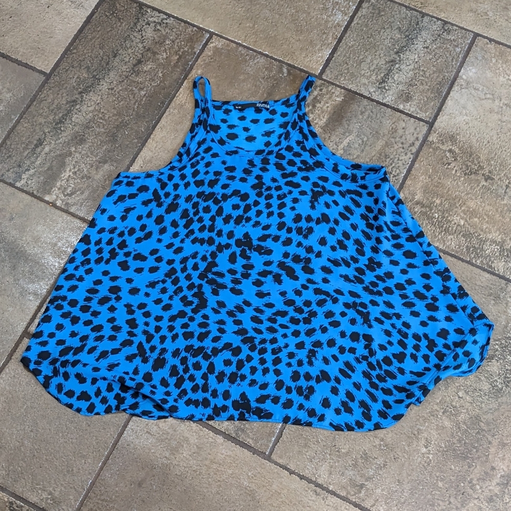 Rebel Sugar Flowy Animal Print Beachy Lightweight Top Size S Blue 💙
